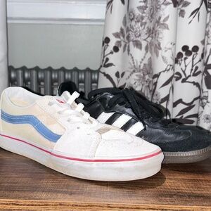 BUNDLE (both 8.5) - Men’s Adidas Samba | Black & Vans Skate Shoes | White/Cream